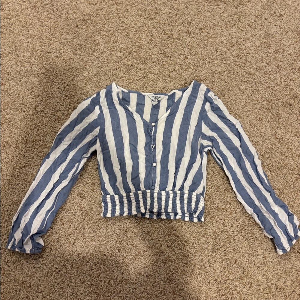 Arizona Jean Company Blue and White Striped Blouse